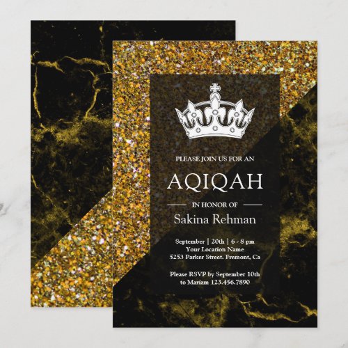 Faux Gold Glitter Gold Marble Aqeeqah | Aqiqah