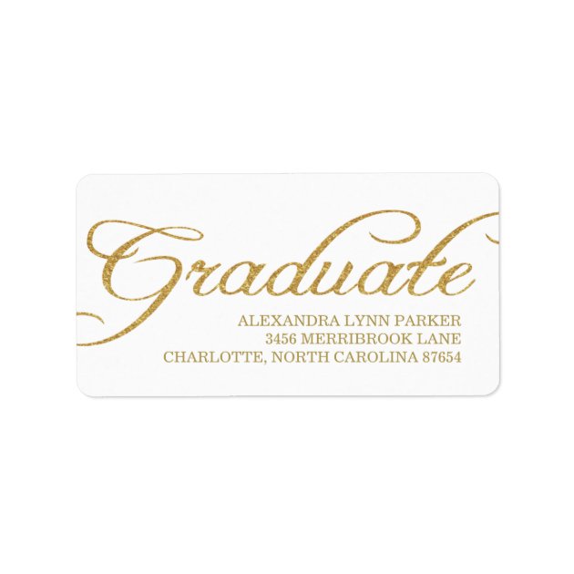 Faux Gold Glitter Graduation Address Label