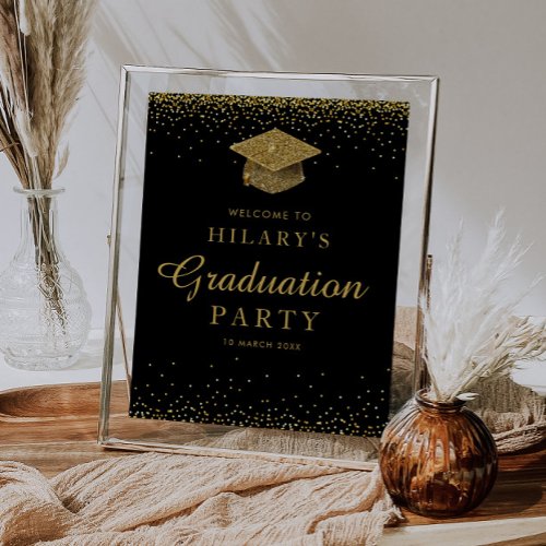 Faux gold glitter graduation party welcome sign