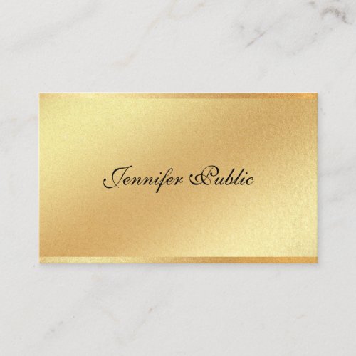 Faux Gold Glitter Hand Script Elegant Calligraphy Business Card