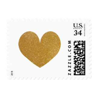 Faux gold glitter heart print image 34 cent stamps