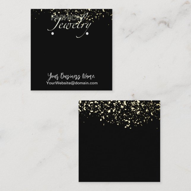 Faux Gold Glitter Jewelry earring display card (Front/Back)