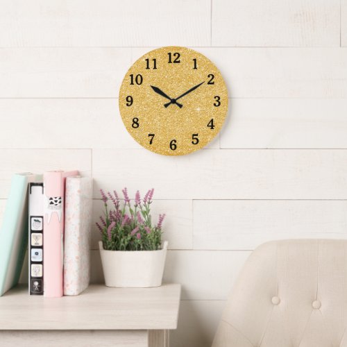 Faux Gold Glitter Large Clock