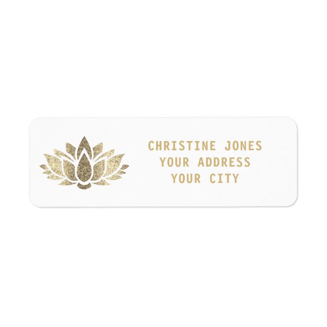 faux gold glitter lotus flower label (Front)