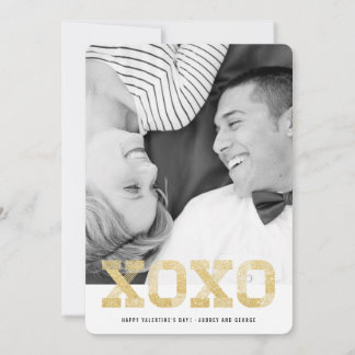 Faux Gold Glitter Modern Chic XOXO Valentine Photo Holiday Card