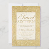 Faux gold glitter modern elegant chic Sweet 16 Invitation (Front)