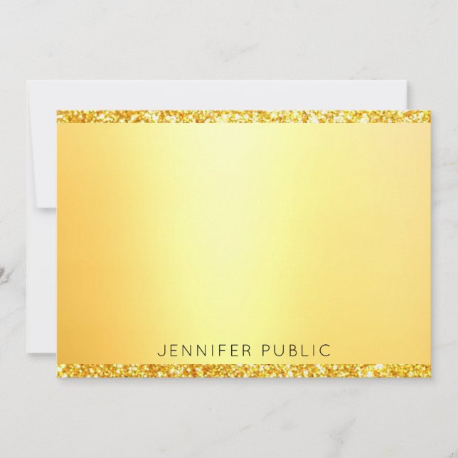 Faux Gold Glitter Modern Monogram Template Elegant (Front)