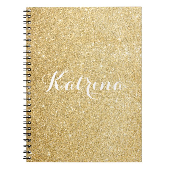 Faux Gold Glitter Modern Personalized Notebook (Front)