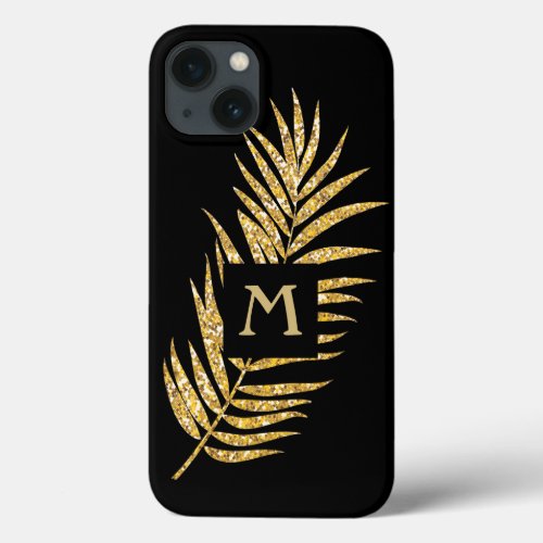 Faux Gold Glitter Palm Tropical iPhone 13 Case