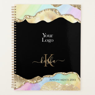 Faux Gold Glitter & Pastel Waves Appointment Book Planner