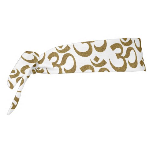 Faux Gold_Glitter Pattern Om Symbol Tie Headband 