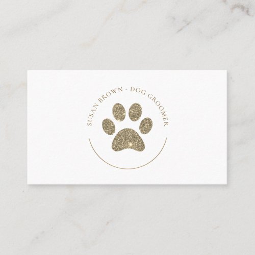 Faux Gold Glitter Paw Print Logo Business Card