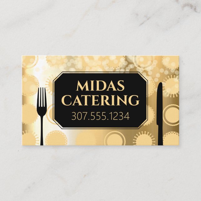 Faux gold glitter personal chef catering culinary business card (Front)