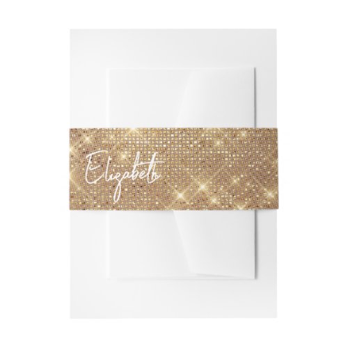 Faux Gold Glitter Personalized Bachelorette Invitation Belly Band