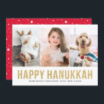 Faux Gold Glitter Photo Collage Happy Hanukkah Holiday Card<br><div class="desc">Spread holiday cheer with a little sparkle stylish multi-photo holiday card. This Hanukkah card features faux gold glitter modern typography with three photo collage. Other colors are available. Please note that there's no real glitter in the final product.</div>