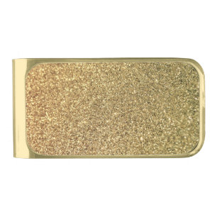 Faux Gold Glitter Photo Gold Finish Money Clip