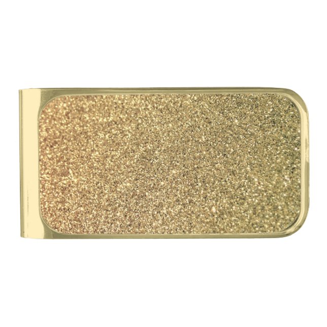 Faux Gold Glitter Photo Gold Finish Money Clip (Front)