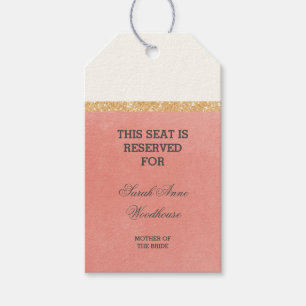 Faux Gold Glitter Pink Wedding Reserved Seat Gift Tags