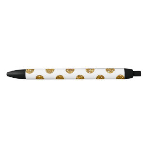 Faux Gold Glitter Polka Dots Pattern on White Pen