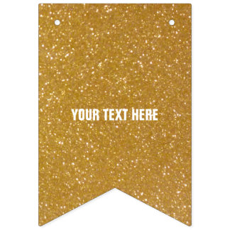 Faux gold glitter print image party bunting banner