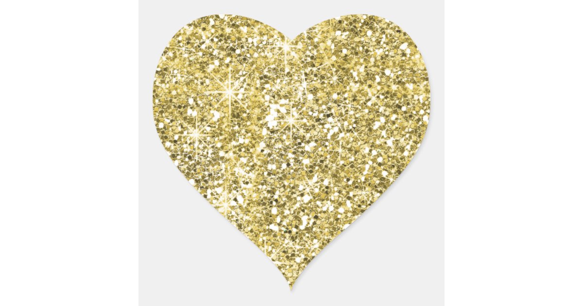 Faux Gold Glitter Print Trendy Heart Stickers