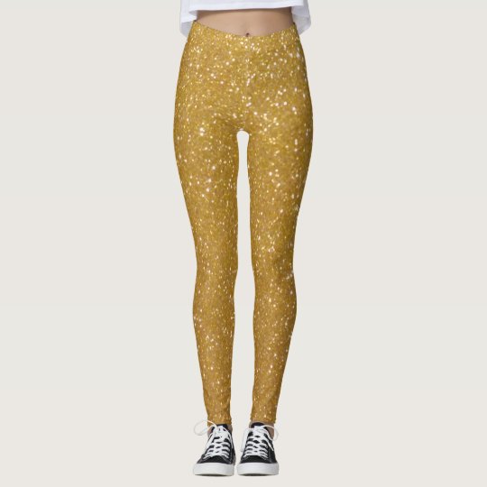 Faux gold glitter printed leggings Sparkly tights | Zazzle.com