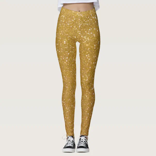 Faux gold glitter printed leggings Sparkly tights | Zazzle