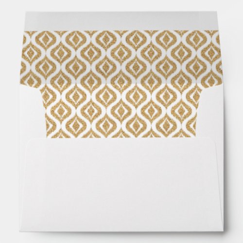 Faux Gold Glitter Retro Chic Ikat Drops Pattern Envelope
