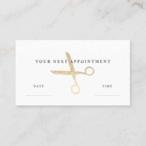 Faux Gold Glitter Scissors Appointment Card