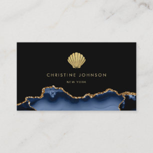 faux gold glitter seashell business card