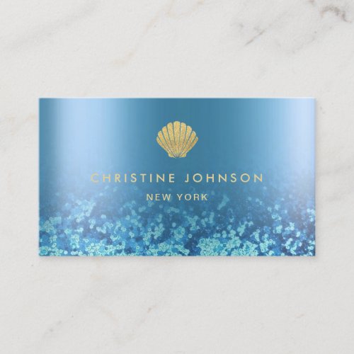 faux gold glitter seashell logo business card