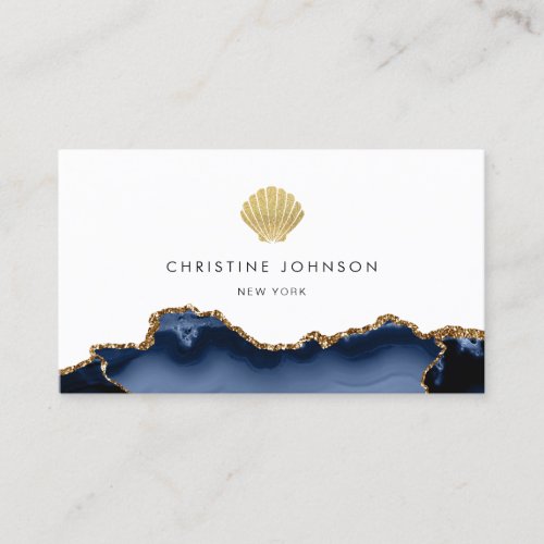 faux gold glitter seashell logo business card