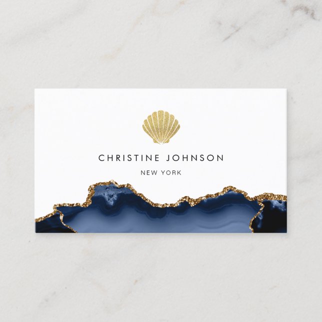 faux gold glitter seashell logo business card (Front)