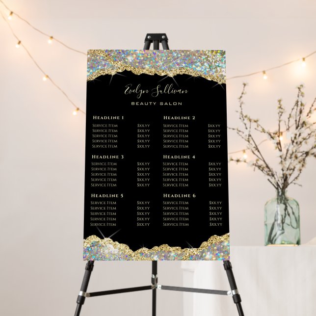 Faux gold glitter sequin Price List Foam Board (In Situ (Stand))