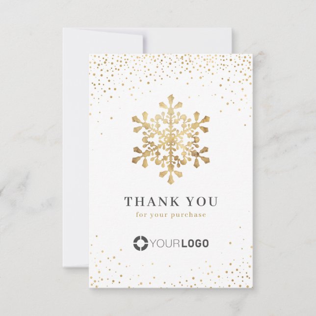Faux gold glitter Snowflake Christmas Thank You Card (Front)