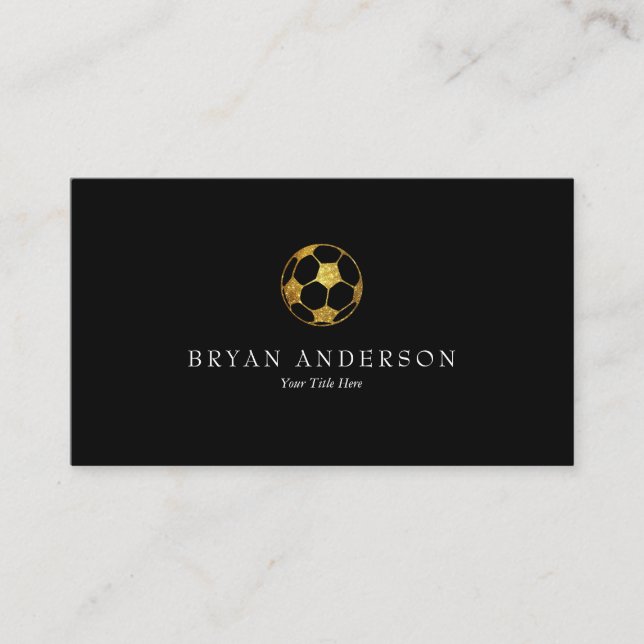 Faux Gold Glitter Soccer Ball Business Card (Front)