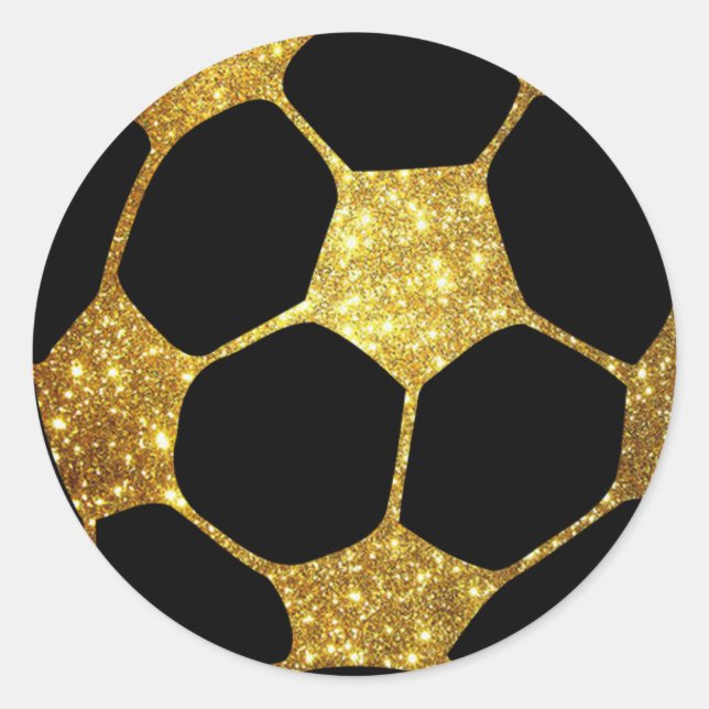 Faux Gold Glitter Soccer Ball Sticker (Front)