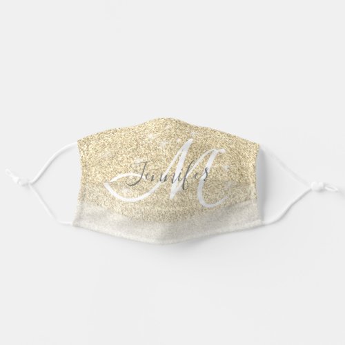 Faux Gold Glitter Sparkle Glam Monogram Name Adult Cloth Face Mask