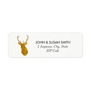 faux gold glitter stag/deer return address labels