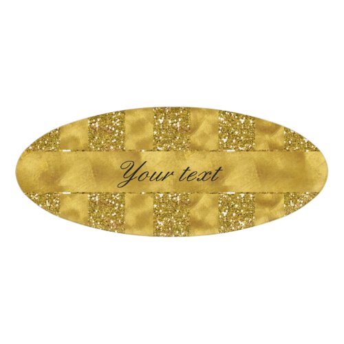 Faux Gold glitter stripes on Gold Foil Name Tag
