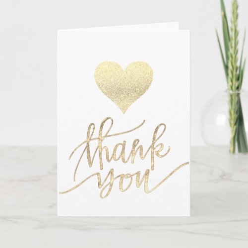 faux gold glitter thank you script and heart