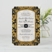 Faux Gold Glitter Ticket Style Vintage Typography Invitation (Standing Front)