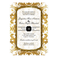 Faux Gold Glitter Ticket Style Vintage Typography Invitation