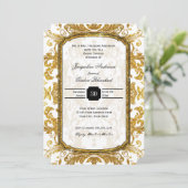 Faux Gold Glitter Ticket Vintage Bridal Shower Invitation (Standing Front)
