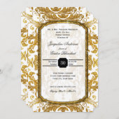Faux Gold Glitter Ticket Vintage Bridal Shower Invitation (Front/Back)
