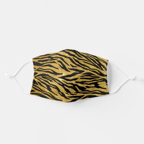 Faux Gold Glitter Tiger Stripe Print Face Mask