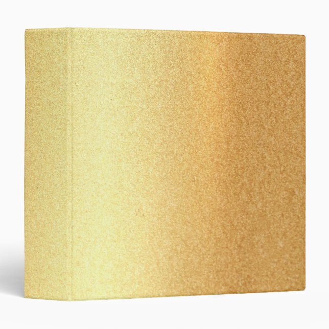 Faux Gold Glitter Trendy Elegant Design Golden 3 Ring Binder (Front/Spine)
