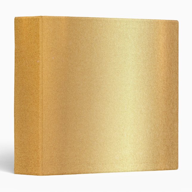 Faux Gold Glitter Trendy Modern Elegant Golden 3 Ring Binder (Front/Spine)