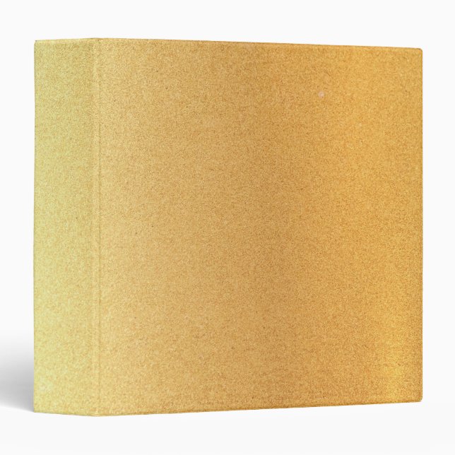Faux Gold Glitter Trendy Modern Sophisticated 3 Ring Binder (Front/Spine)
