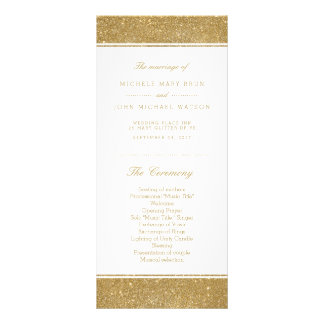 Faux Gold Glitter Wedding Program Rack Cards